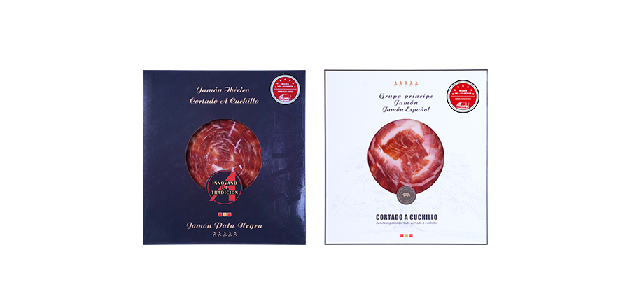 Iberian black pig red-label ham slices